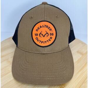 Realtree Outfitter Est 1986 Mesh Snapback Trucker Hat Brown Black Hunting